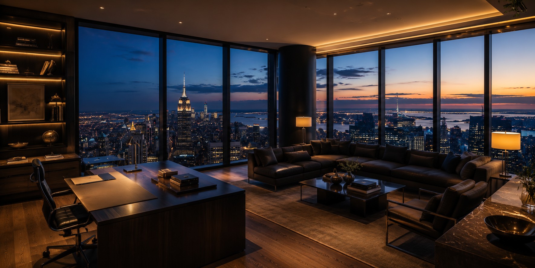 The commercial layer — the address, the office, and the family's life continuing in the same footprint